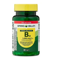 Spring Valley Vitamin B12 Supplement Timed-Release Tablets 1,000 mcg 300 Count