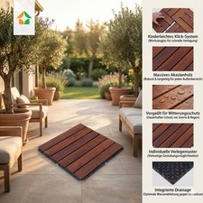 9er-Set Massivholz-Klickfliese aus Akazienholz, ca. 30 x 30 cm - Parallel, geölt