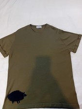 John Smedley Men's Crew Neck 100% Merino Wool T-Shirt Size UK Large Olive Green