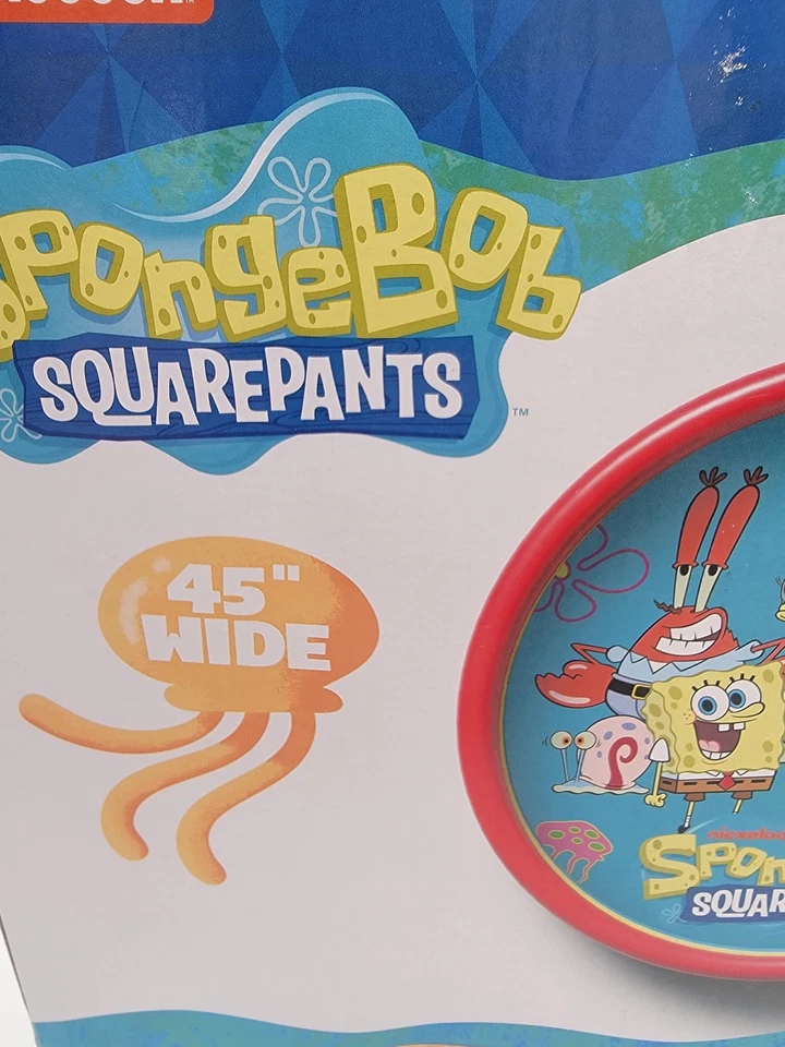 NUEVO Bob Esponja Pantalones Cuadrados 3 Anillos Inflable Piscina Infantil 45" Ancho Nickelodeon Foto 3 de 4