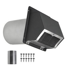6 Inch Hooded Wall Vent with Screen and Dampe...