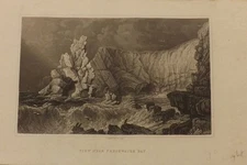 1800 STEEL ENGRAVING PRINT ISLE OF WIGHT VIEW FRESHWATER BAY  20CM X 13CM P2708