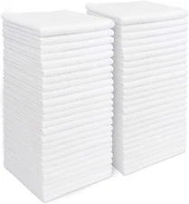 AIDEA Microfiber Cleaning Cloth White 50PK, Microfiber Towels for Cars, Lint Fre