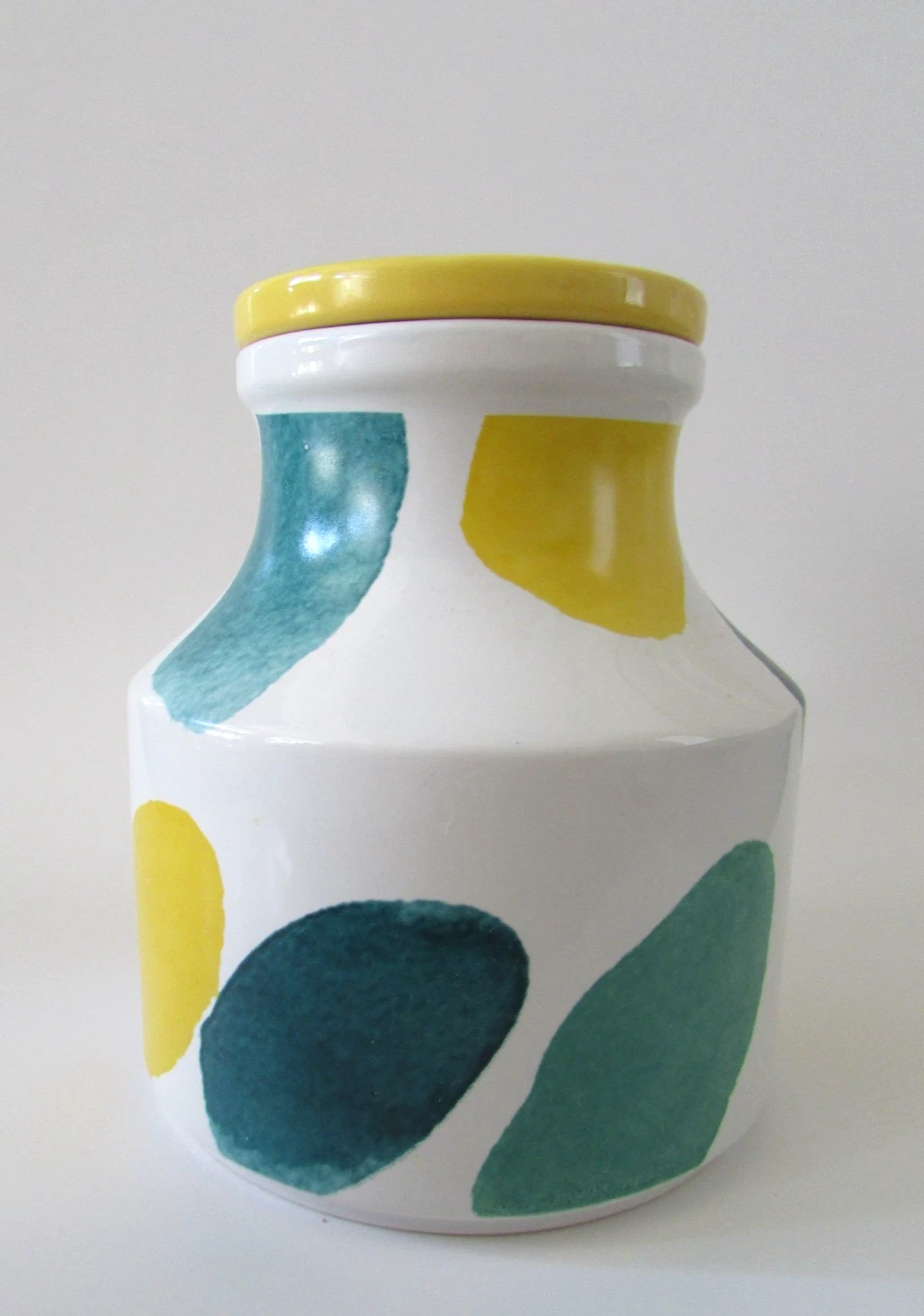 Rare Anthropologie Watercolor Brushstroke Ceramic Canister/Storage Jar