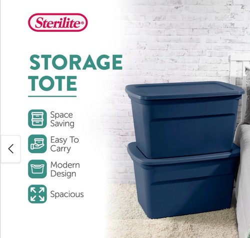 Sterilite Classic Lidded Stackable 30 Gallon Storage Tote Blue 6-Pack - Picture 4 of 6