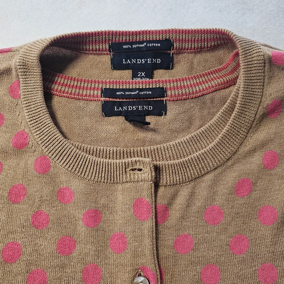 Lands' End 2 изделия кардиган комплект 2XL женщин пуловер и пуговицы Supima хлопок - Изображение 2 из 4