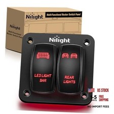 Rocker Switch Panel LED Light Bar Switch Rear Lights Switch 12 24V 2 Gang Red