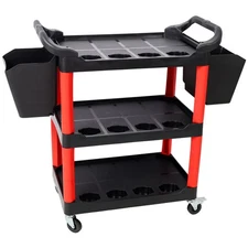 3 Tier Rolling Auto Detail Cart w/Wheels,w/2pcs Bucket,for Detailers Garage,Work