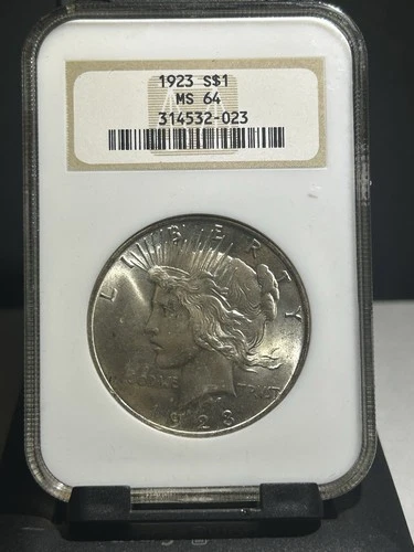 1923 Peace Dollar NGC MS64! Old NGC Fatty Holder!