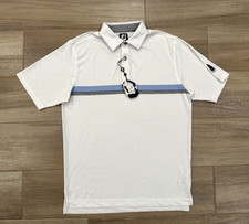 Footjoy Men's Golf Polo Shirt FITS LARGE White Button Outdoor Preppy SEE FLAW