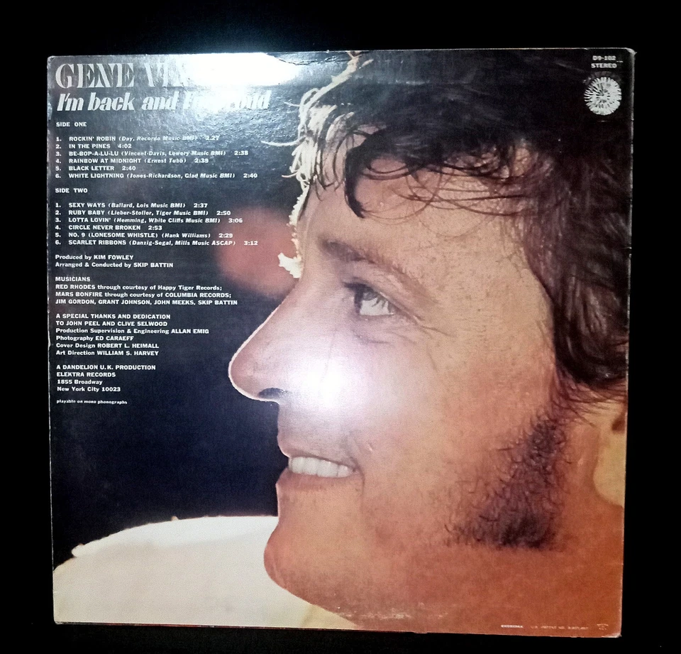 Gene Vincent: I'm Back and I'm Proud Dandelion Records 33 RPM NICE! - Image 2 of 4