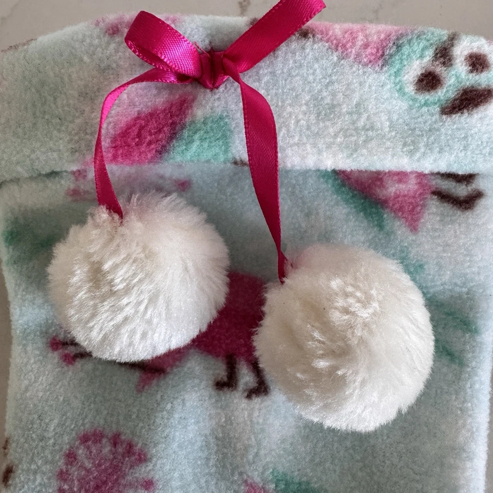 American Girl Fleece Rainboot Liner Insert Girls S (8-9y) Light Blue Pink Owls - Image 2 of 4