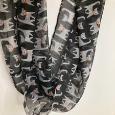 Womens Vivian & Vincent Cat Print Eternity Scarf  Viscose 34" flat