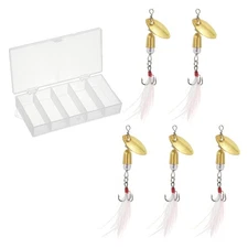 5Pcs Trout Lures Rooster Tail Fishing Lures Trout Spinner Bait 1/5oz Gold