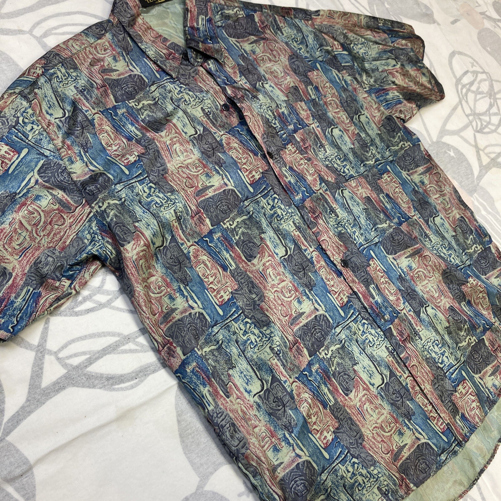 VTG 90s MENS SILK T. CORNER THAI SILK FRESH FESTIVAL EGYPTIAN