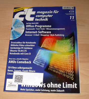 Computer PC Zeitung Zeitschrift - C't 11 / 2010 - Technik Windows AMD Ubuntu