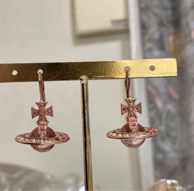 VIP【関税送料無料】希少 VIVIENNE WESTWOOD PINK EARRINGS Vivienne Westwood Pink 3D Orb Saturn Ear Stud Dangle