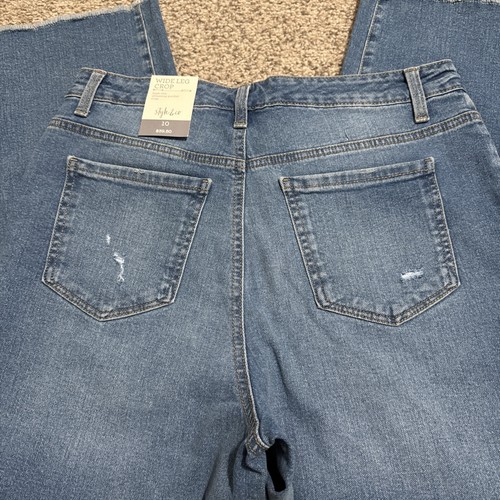 Womens Style & Co. Wide Leg Crop Jeans Distressed JEANS Size 10 ( 32 X 26) New! - Picture 16 of 16