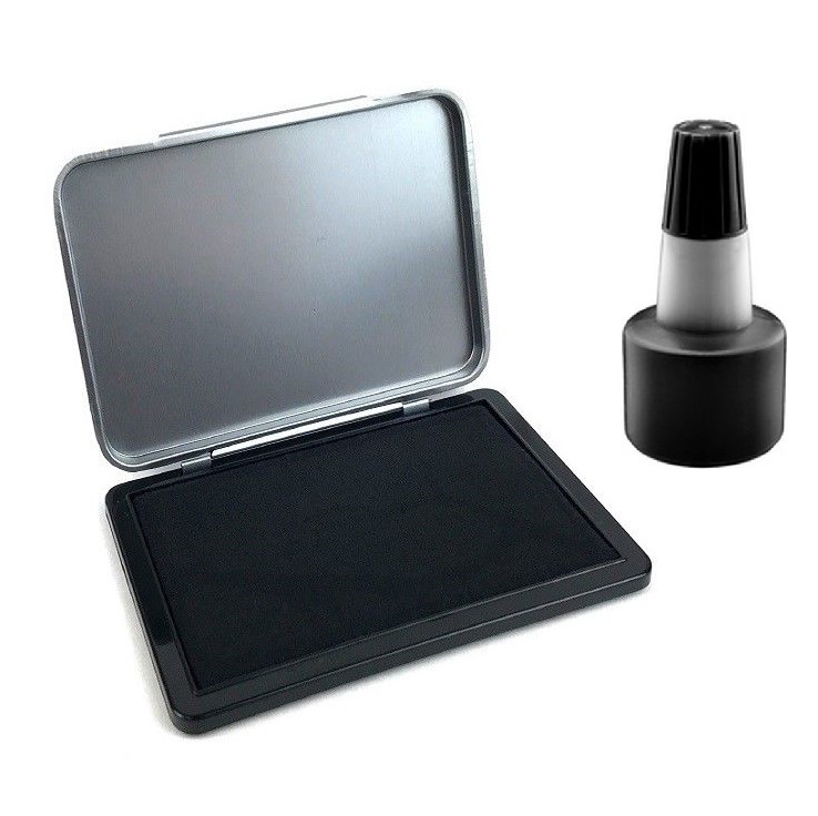 Stempelkissen Set 85x50 mm und Farbkissen Stempelfarbe 30 ml, schwarz