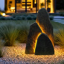 LED Leuchtfelsen Gartendeko Kunstfelsen Gartenstein Gartenbeleuchtung Steinoptik