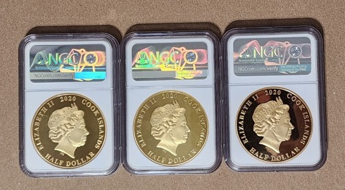 2020 COOK IS. 50c STAR WARS 40th ANNIV ESB SET OF 3 GOLD GILT - NGC PF68 UC COIN - Picture 2 of 15