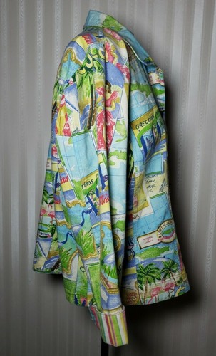 Chaqueta de verano para mujer talla L de Florida mapa turístico de lona de algodón múltiple excelente en excelente condición - Imagen 4 de 8