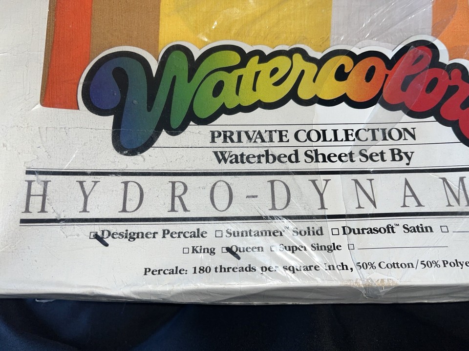 Vintage Watercolors Waterbed Sheet Set Queen Size; Packaging Damaged