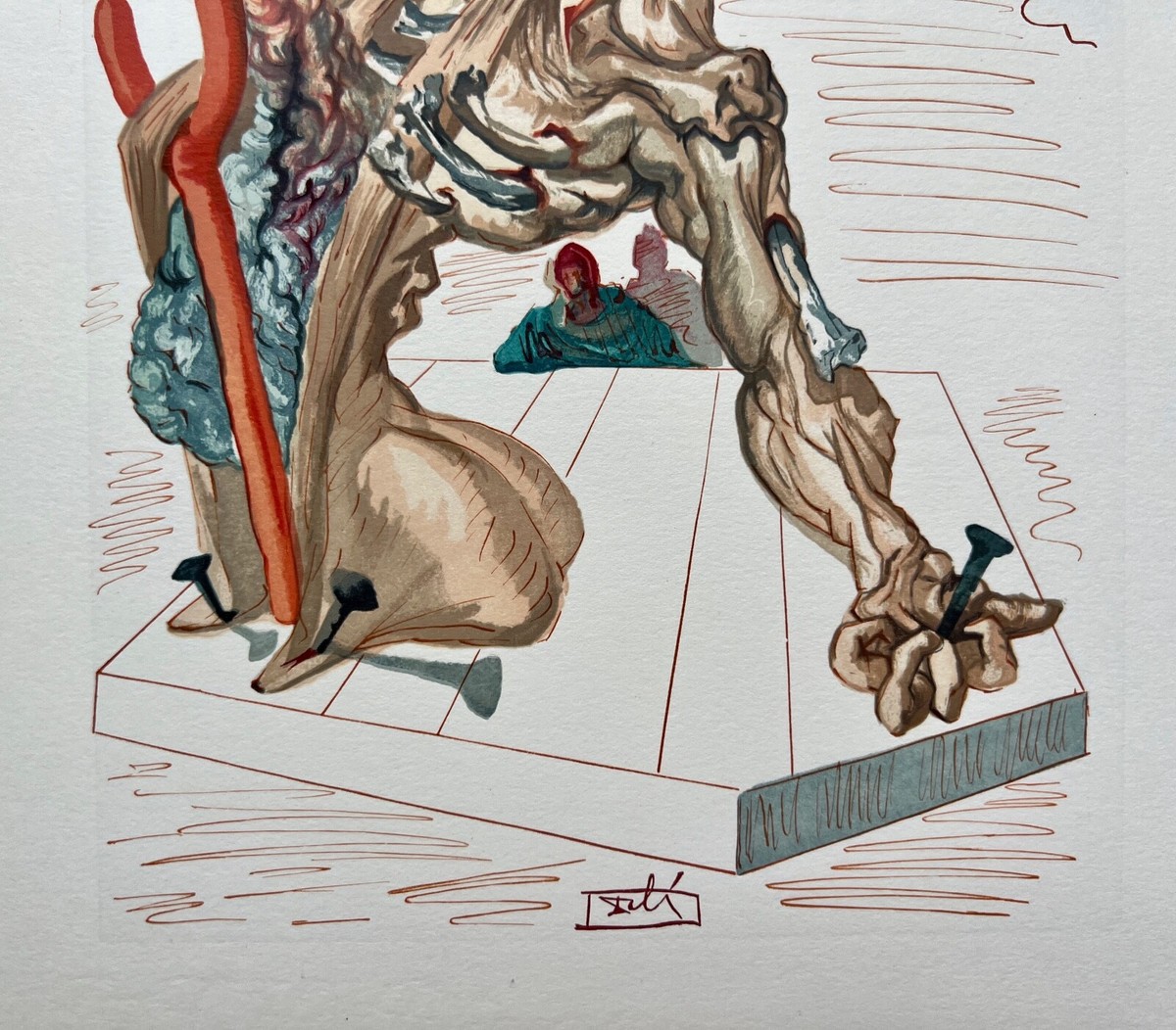 Salvador Dali 1960 Plate Signed DIVINE COMEDY INFERNO #29 Color