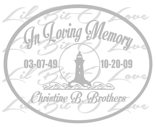 CALCOMANÍA DE VINILO PERSONALIZADA EN MEMORIA AMOROSA CON FARO CON NOMBRES Y FECHAS - Imagen 8 de 10