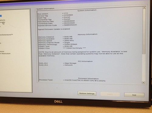 DELL OptiPlex 3070 Micro i5 8500T 2.10Ghz 8th Gen Computer w/512GB M2 SSD, 8GB - Bild 13 von 15