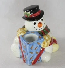 Flitz and Floyd Christmas Snowman Taper Candleholder Handcrafted