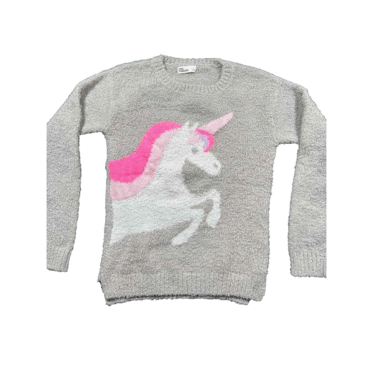 Epic Threads Sweater Pink White Unicorn Gray Silver Threads