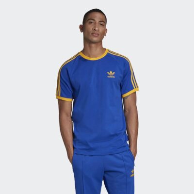 adidas Originals 3-Stripes T-Shirt Blue/Yellow 2XL | eBay