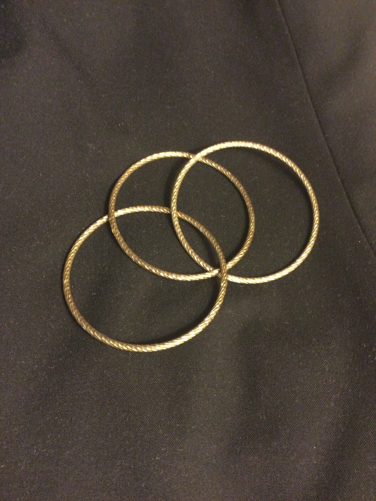 Three Gold-Tone, Interlinked Bangle Bracelets Wom… - image 5