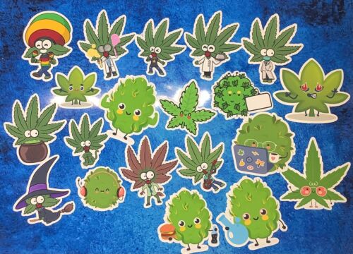 Marijuana Sticker Set Sticker Pack Vinyl Weed Cannabis Leaf Pot set - Picture 1 of 10