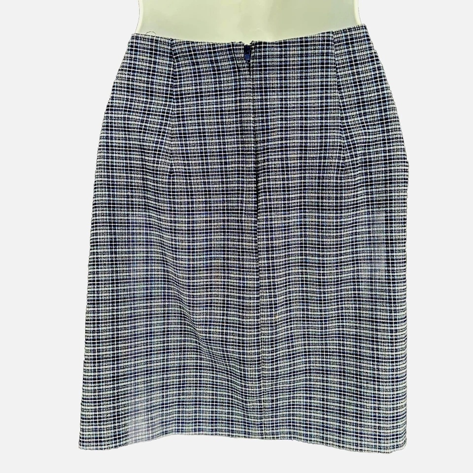 Vtg My Michelle Blue Mini Skirt Made in USA Plaid High Waist w/Slit Sz 7/8 - Image 2 of 4