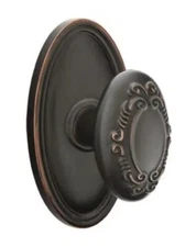 Dummy Victoria Knob With Oval Rose in Oil Rubbed Bronze, Emtek 8520VUS10B NIB
