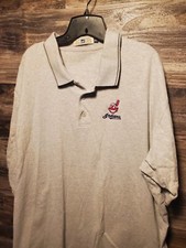 Vintage Cleveland Indians Polo Shirt men's 2xl Chief Wahoo Logo Lee Sport gray