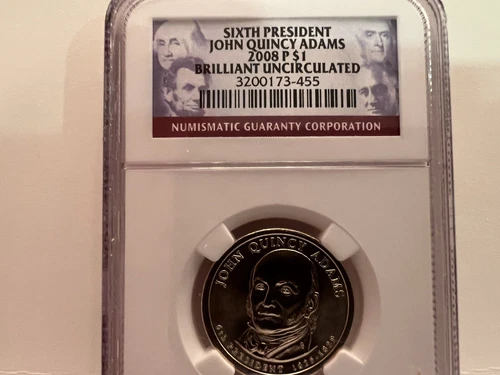2008 P John Quincy Adams Presidential Dollar NGC graded Brilliant Uncirculated!