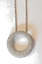 195 Diamond Encrusted 18K White Gold Pendant Eternity 14K Necklace
