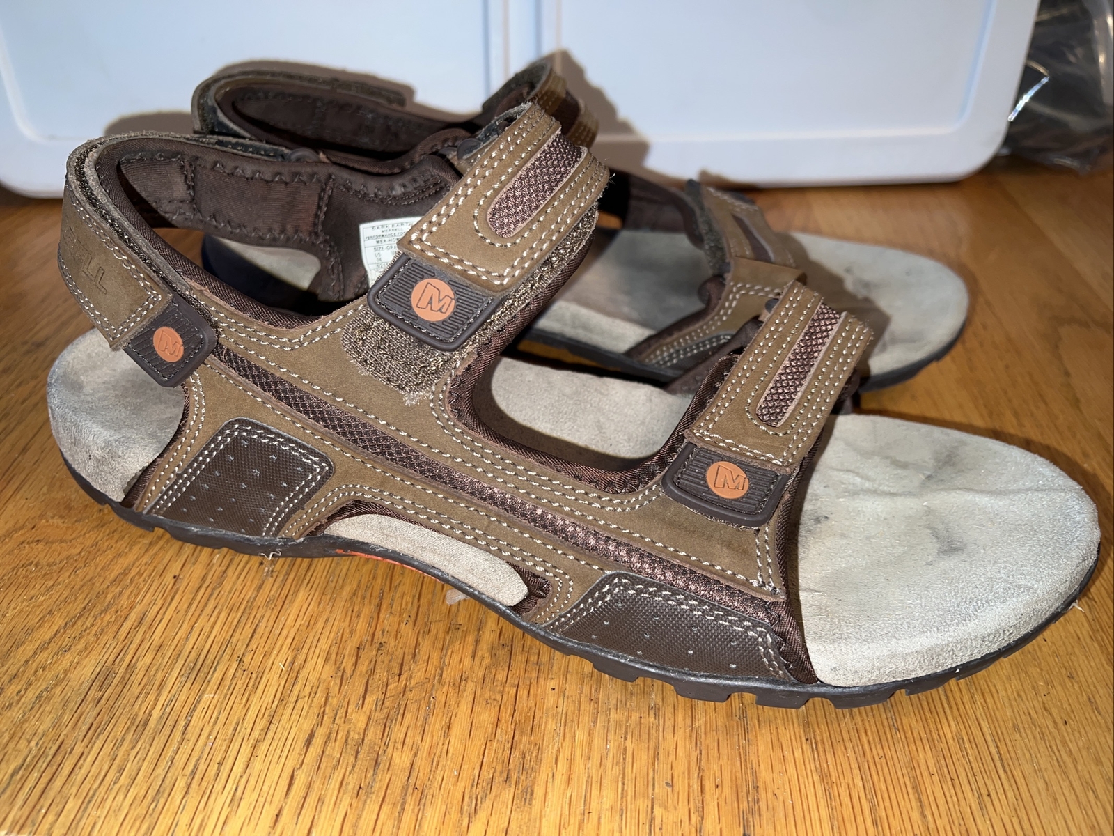 MERRELL sandali comodi uomo terra scura sabbia rovere sport pelle taglia 14