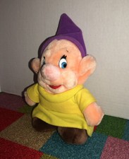 Vintage Disney Dopey 8" Plush Dwarf Disneyland Snow White Seven Dwarves