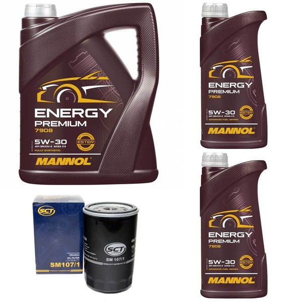 MotoröL Set Mannol Energy Premium 5W-30 7 Liter + ÖLfilter FüR Opel Frontera A-image
