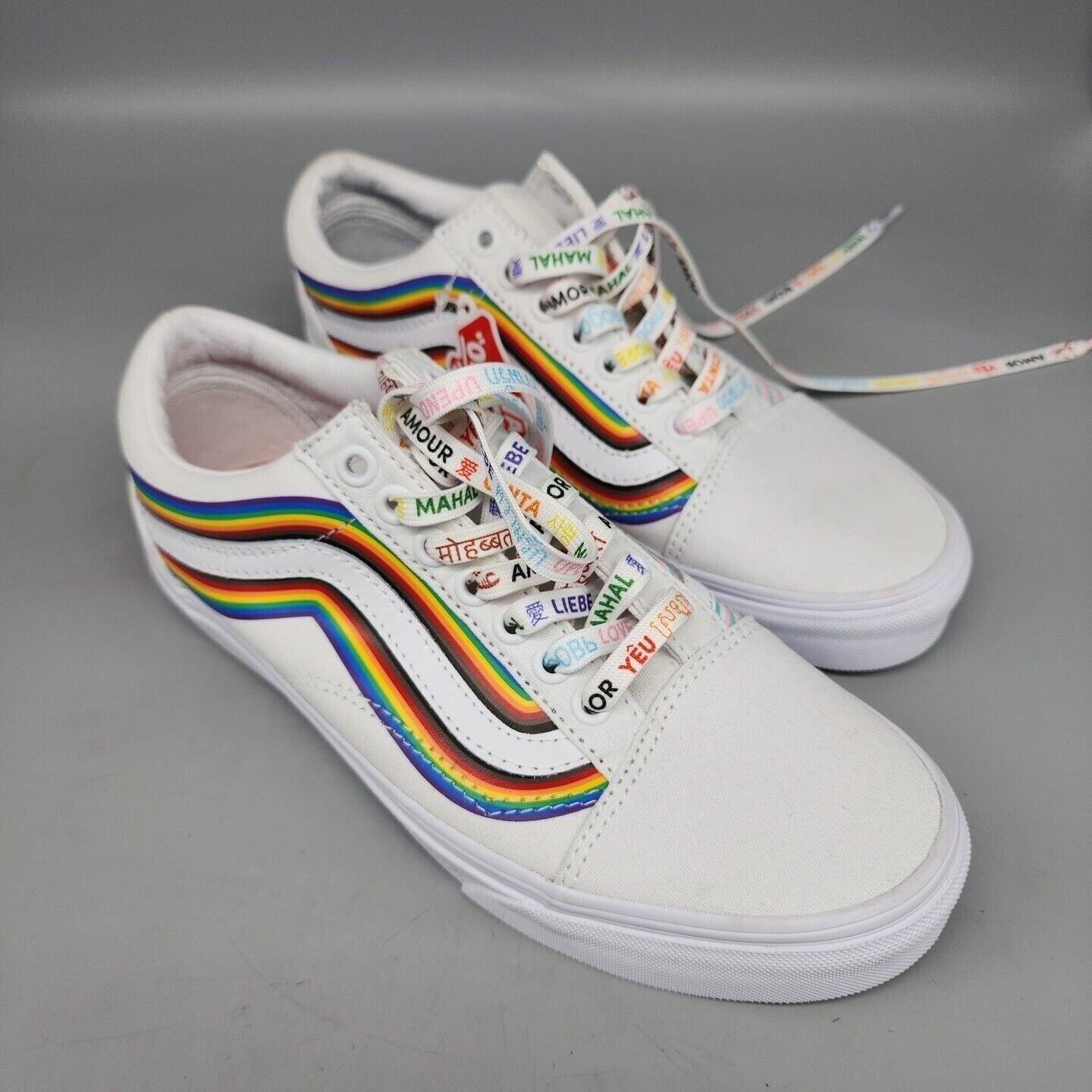 Vans Women's Old Skool Pride Sneakers in White Skateboarding Shoes
