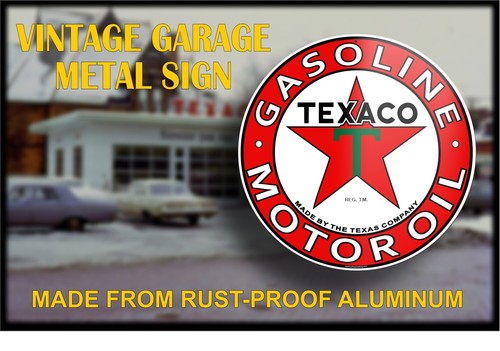Texaco Gasoline Motor Oil Rust Proof Aluminum Metal Garage Wall Sign - Picture 4 of 6