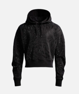 トップス mugler x  rhinestone Hoodie Mugler x H&M Men Black Rhinestone-Embellished Hoodie Black Size