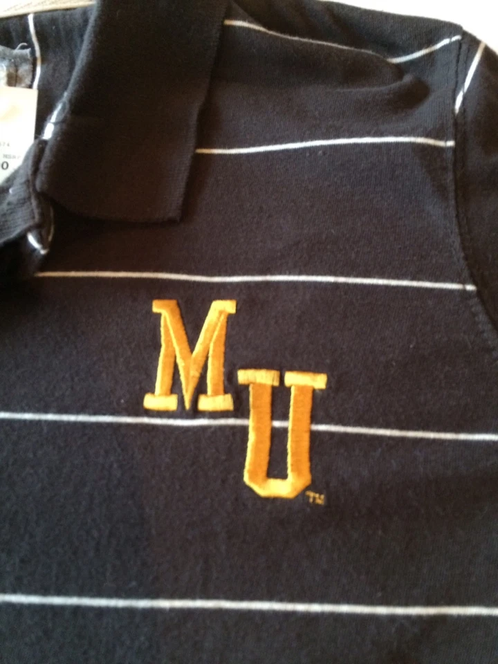 Missouri MU Tigers Polo Shirt Sz XL -  NWT - Sewn Logo - Brown Striped - Image 2 of 4
