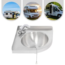 For RV Caravan Camper Kitchen Sink w/ Faucet Stainless Steel Hand Wash Basin !