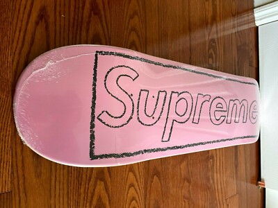 Supreme Kaws Chalk Logo Skateboard Deck Pink BRAND NEW White SS21