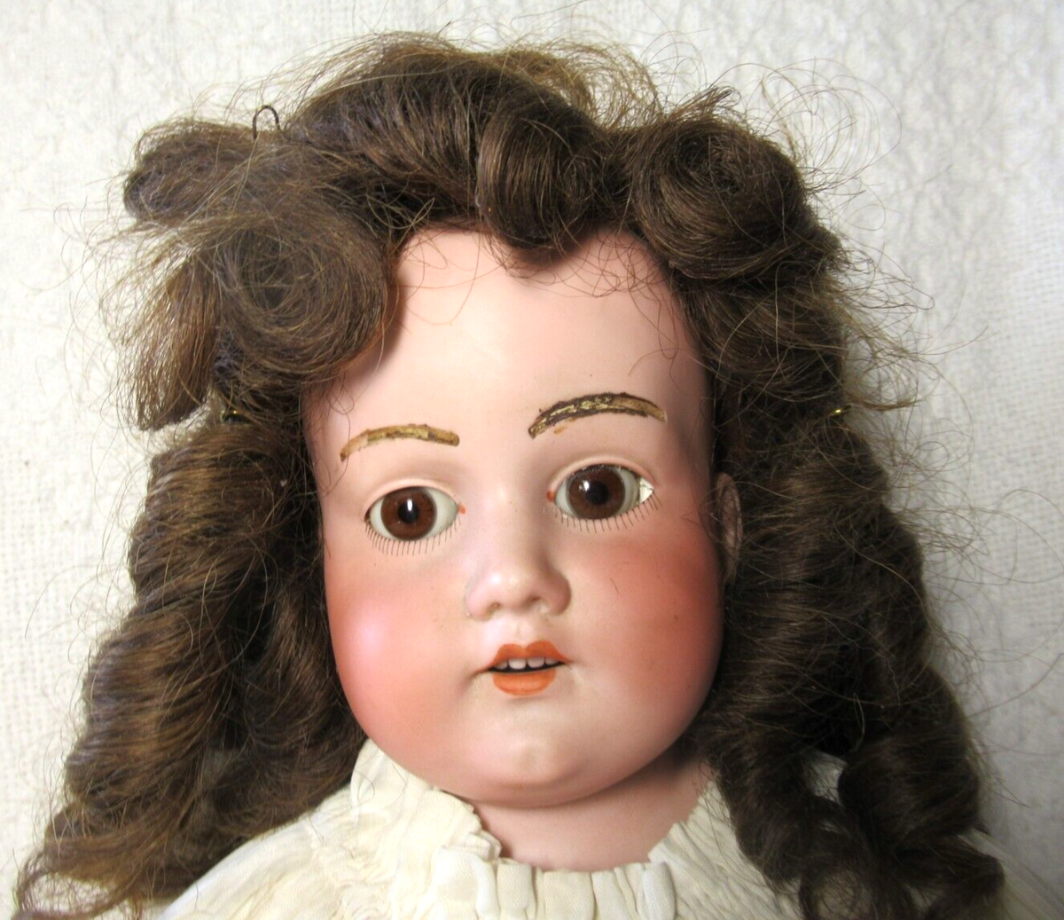 メーカー不明　アメリカンビンテージドール AM 370-5-DEP Antique Doll, Porcelain, Leather Body Miss